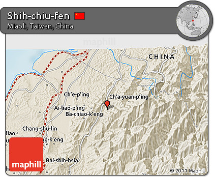 Shaded Relief 3D Map of Shih-chiu-fen
