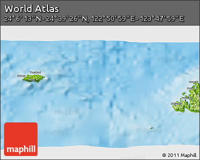 Physical 3D Map of the Area around 24° 22' 49" N, 123° 19' 29" E