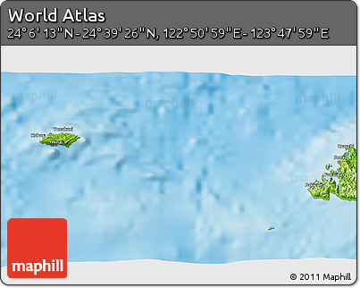 Physical 3D Map of the Area around 24° 22' 49" N, 123° 19' 29" E