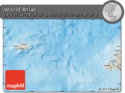 Shaded Relief Map of the Area around 24° 22' 49" N, 123° 19' 29" E