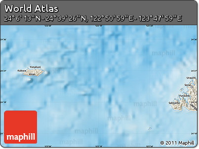 Shaded Relief Map of the Area around 24° 22' 49" N, 123° 19' 29" E