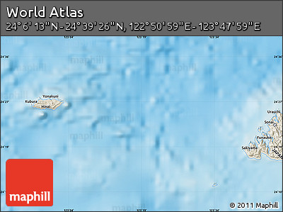 Shaded Relief Map of the Area around 24° 22' 49" N, 123° 19' 29" E