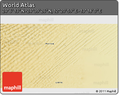 Physical 3D Map of the Area around 24° 22' 49" N, 12° 49' 29" E