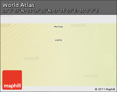 Physical 3D Map of the Area around 24° 22' 49" N, 13° 40' 30" E
