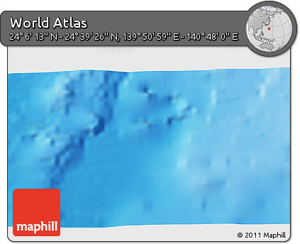 Physical 3D Map of the Area around 24° 22' 49" N, 140° 19' 29" E