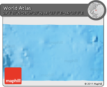 Physical 3D Map of the Area around 24° 22' 49" N, 142° 1' 30" E
