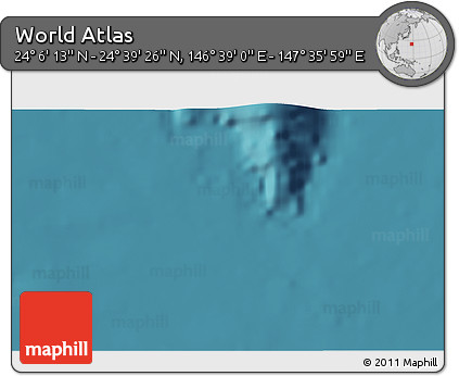 Satellite 3D Map of the Area around 24° 22' 49" N, 147° 7' 30" E