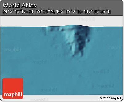 Satellite 3D Map of the Area around 24° 22' 49" N, 147° 7' 30" E