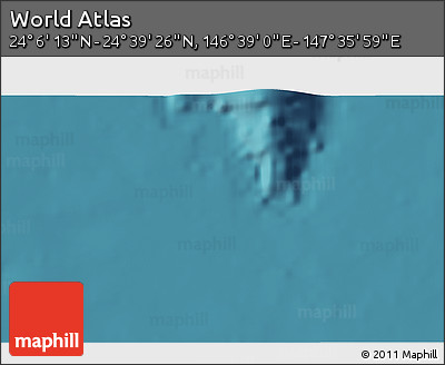 Satellite 3D Map of the Area around 24° 22' 49" N, 147° 7' 30" E
