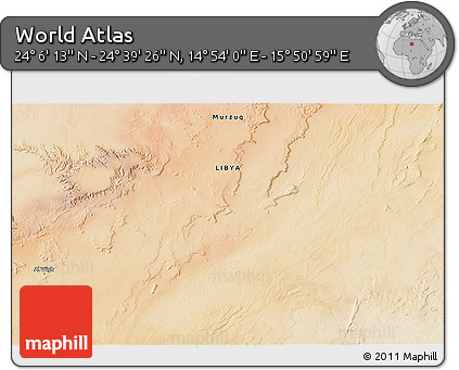 Satellite 3D Map of the Area around 24° 22' 49" N, 15° 22' 30" E