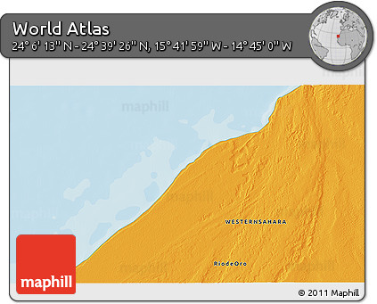Political 3D Map of the Area around 24° 22' 49" N, 15° 13' 29" W