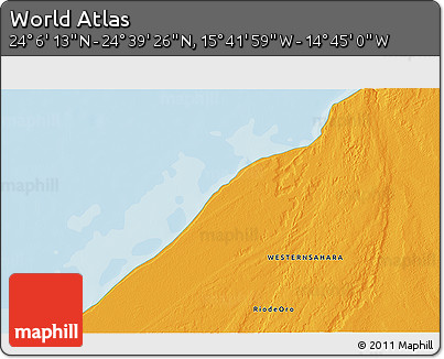 Political 3D Map of the Area around 24° 22' 49" N, 15° 13' 29" W