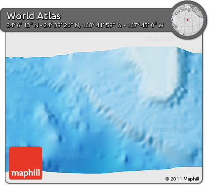 Physical 3D Map of the Area around 24° 22' 49" N, 168° 13' 29" W