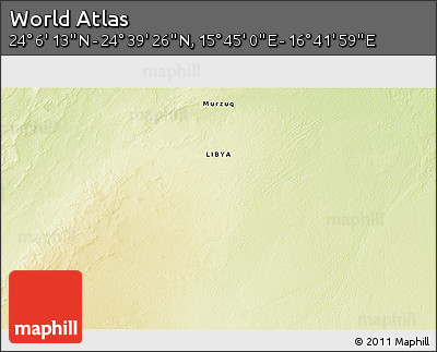 Physical 3D Map of the Area around 24° 22' 49" N, 16° 13' 30" E