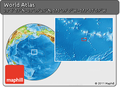 Physical Location Map of the Area around 24°&nbsp;22'&nbsp;49"&nbsp;N,&nbsp;174°&nbsp;10'&nbsp;30"&nbsp;W