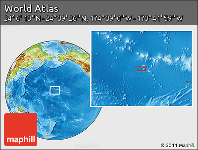 Physical Location Map of the Area around 24°&nbsp;22'&nbsp;49"&nbsp;N,&nbsp;174°&nbsp;10'&nbsp;30"&nbsp;W