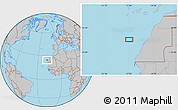 Gray Location Map of the area around 24° 22' 49" N, 17° 46' 29" W