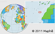 Political Location Map of the area around 24° 22' 49" N, 17° 46' 29" W