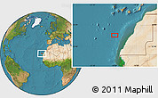 Satellite Location Map of the area around 24° 22' 49" N, 17° 46' 29" W