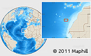 Shaded Relief Location Map of the area around 24° 22' 49" N, 17° 46' 29" W