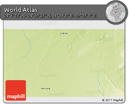 Physical 3D Map of the Area around 24° 22' 49" N, 18° 46' 29" E