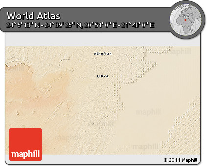Satellite 3D Map of the Area around 24° 22' 49" N, 21° 19' 30" E