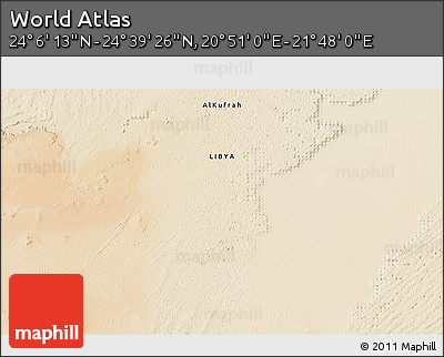 Satellite 3D Map of the Area around 24° 22' 49" N, 21° 19' 30" E