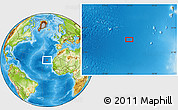 Physical Location Map of the area around 24° 22' 49" N, 23° 43' 30" W