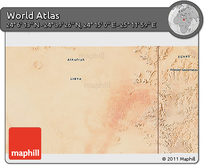 Satellite 3D Map of the Area around 24° 22' 49" N, 24° 43' 30" E