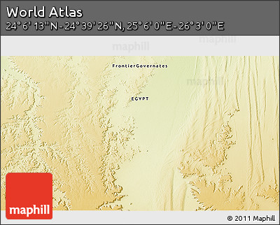 Physical 3D Map of the Area around 24° 22' 49" N, 25° 34' 30" E