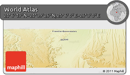 Physical Panoramic Map of the Area around 24° 22' 49" N, 25° 34' 30" E