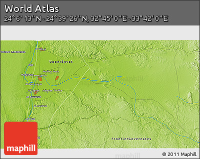 Physical 3D Map of the Area around 24° 22' 49" N, 33° 13' 30" E