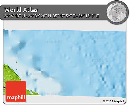 Physical 3D Map of the Area around 24° 22' 49" N, 35° 46' 29" E