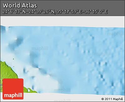Physical 3D Map of the Area around 24° 22' 49" N, 35° 46' 29" E