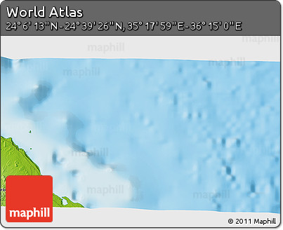Physical 3D Map of the Area around 24° 22' 49" N, 35° 46' 29" E