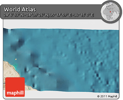 Satellite 3D Map of the Area around 24° 22' 49" N, 35° 46' 29" E