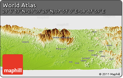 Physical Panoramic Map of the Area around 24° 22' 49" N, 38° 19' 30" E