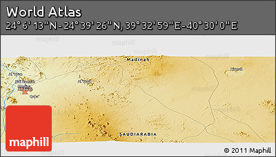 Physical Panoramic Map of the Area around 24° 22' 49" N, 40° 1' 29" E