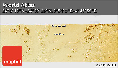 Physical Panoramic Map of the Area around 24° 22' 49" N, 4° 19' 30" E