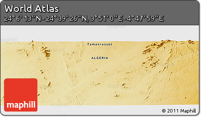 Physical Panoramic Map of the Area around 24° 22' 49" N, 4° 19' 30" E