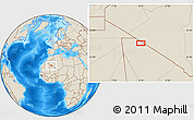 Shaded Relief Location Map of the area around 24° 22' 49" N, 4° 10' 30" W