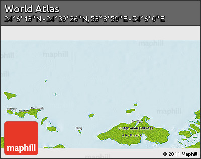 Physical 3D Map of the Area around 24° 22' 49" N, 53° 37' 30" E