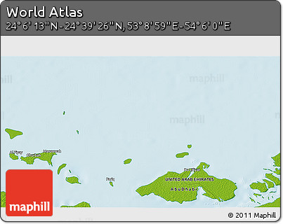Physical 3D Map of the Area around 24° 22' 49" N, 53° 37' 30" E