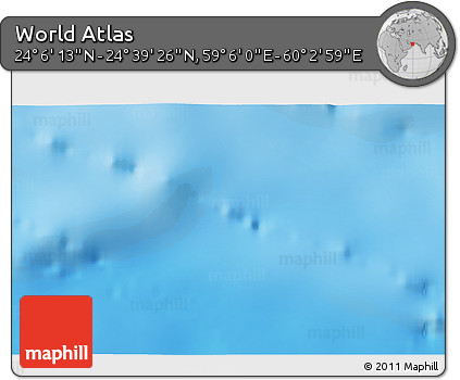Physical 3D Map of the Area around 24° 22' 49" N, 59° 34' 30" E