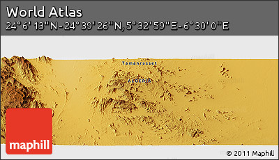 Physical Panoramic Map of the Area around 24° 22' 49" N, 6° 1' 30" E