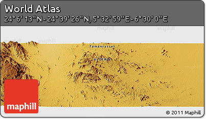 Physical Panoramic Map of the Area around 24° 22' 49" N, 6° 1' 30" E