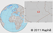 Gray Location Map of the area around 24° 22' 49" N, 6° 52' 30" E