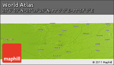 Physical Panoramic Map of the Area around 24° 22' 49" N, 71° 28' 29" E