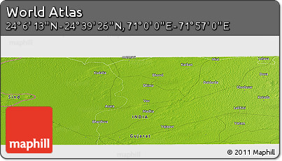 Physical Panoramic Map of the Area around 24° 22' 49" N, 71° 28' 29" E
