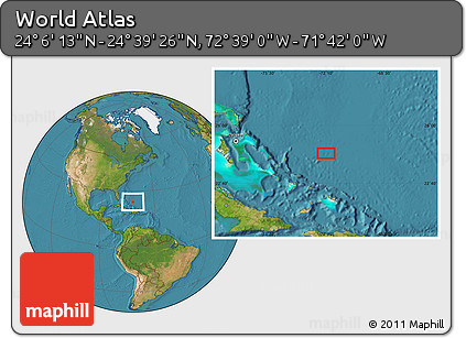 Satellite Location Map of the Area around 24° 22' 49" N, 72° 10' 30" W